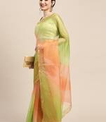 Green Shaded Lace Border & Zari Checks Organza Saree