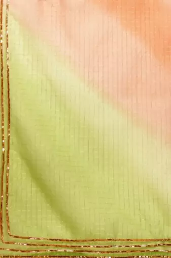 Green Shaded Lace Border & Zari Checks Organza Saree