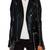 Women’s black lambskin leather biker jacket slim fit belted waist zip style