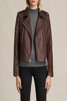 women's brown lambskin leather biker jacket asymmetrical zip closure 1