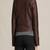 Women’s brown leather biker jacket asymmetrical zip slim fit style