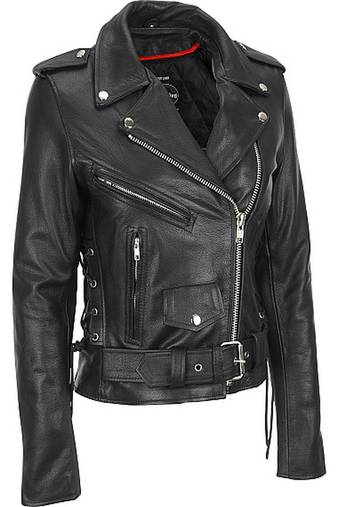 Women’s genuine black lambskin leather motorcycle jacket