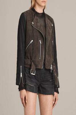 women's brown and black lambskin leather biker jacket classic zip 2