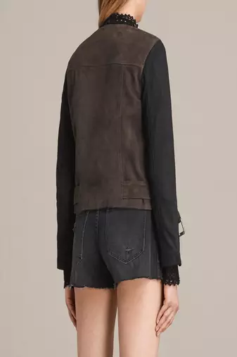 women's brown and black lambskin leather biker jacket classic zip