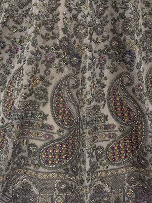 Grand Beige Zari Embroidery Net Sangeet Wear Lehenga Choli With Dupatta 8