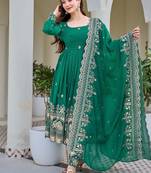 Gorgeous Green Sequins Silk Mehendi Wear Anarkali Pant Suit