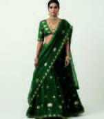 Green Embroidered Silk Lehenga Set