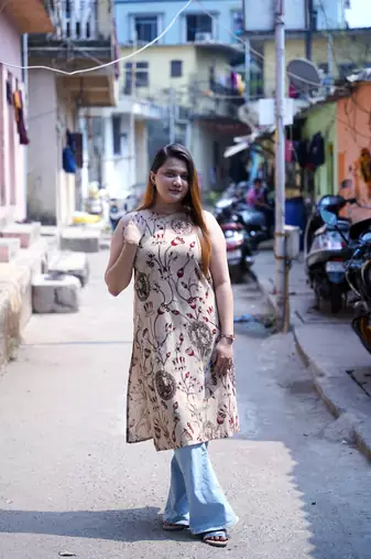 beige kalamkari kurti