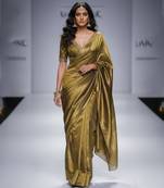 Olive green silk saree set