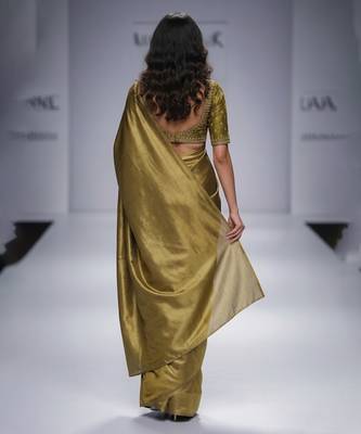 Olive green silk saree set 2