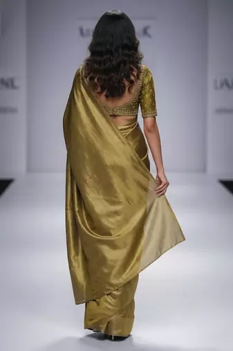Olive green silk saree set