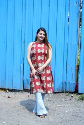 rust kalamkari kurti 1