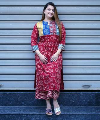 red printed kurta set 4