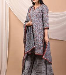 Grey cotton sharara set