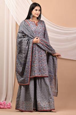 Grey cotton sharara set 1