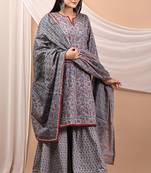 Grey cotton sharara set