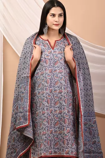 Grey cotton sharara set