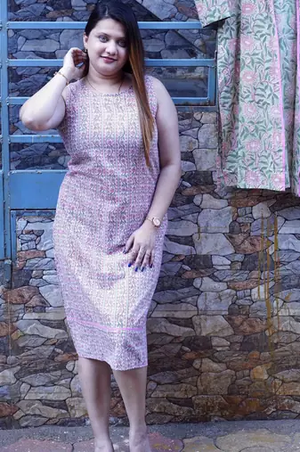 Pink Bagru Handblock Printed Kurta