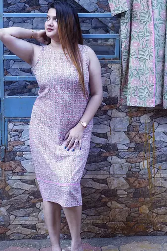 Pink Bagru Handblock Printed Kurta