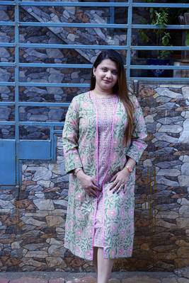 pink handblock printed kurta 5