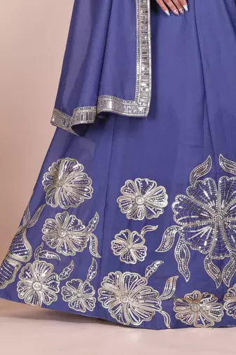 Eilara Women's Steel blue sequined lehenga choli with dupatta
