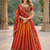 Eilara Women's Redish orange embroidered semi stitched lehenga and unstitched blouse with dupatta