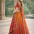 Eilara Women's Redish orange embroidered semi stitched lehenga and unstitched blouse with dupatta