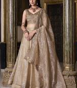Eilara Women's Beige sequins and thread embroidered gold rush fabric indian designer latest design wedding lehenga dress