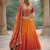 Eilara Women's Redish orange embroidered semi stitched lehenga and unstitched blouse with dupatta