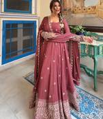 Vibrant light rose sharara suit with mirror work