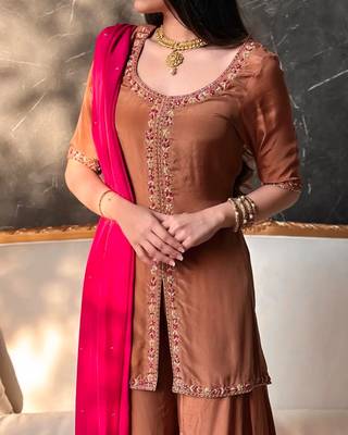 brown anarkali suit  3