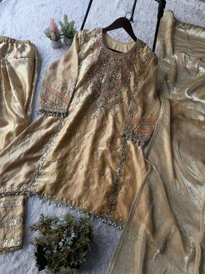 golden  palazzo embroidered suit  2