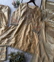 golden  palazzo embroidered suit 