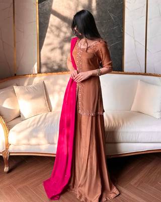 brown anarkali suit  4