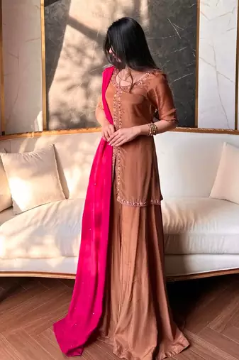 brown anarkali suit 