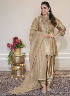 golden  palazzo embroidered suit  1