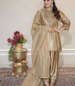 Golden  palazzo suit with gold zari embroidery