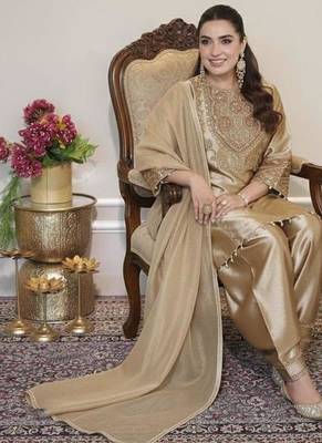 golden  palazzo embroidered suit  4