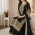 Black silk palazzo set with ornate gold zari embroidery