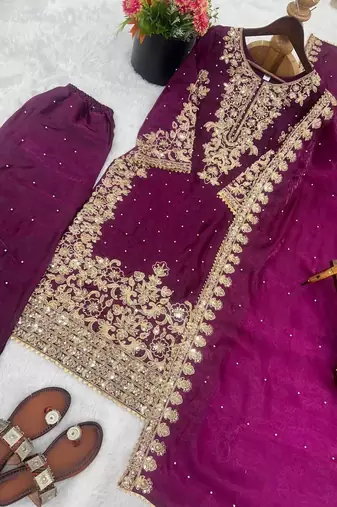purple silk palazzo suit 