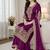 Purple silk palazzo suit with intricate gold border work