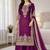 Purple silk palazzo suit with intricate gold border work