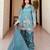 Elegant teal blue gharara suit with silver artisanal embroidery