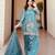 Elegant teal blue gharara suit with silver artisanal embroidery