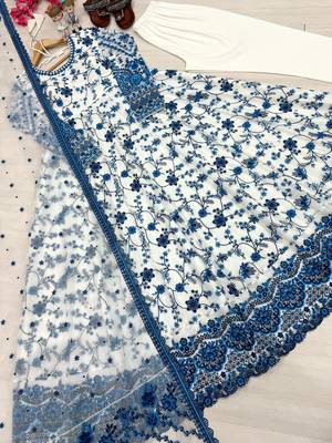 ethereal blue and white floral print gown 2