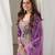 Lavender silk suit with detailed silver zari work