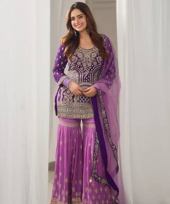 lavender silk suit 1