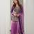 Lavender silk suit with detailed silver zari work