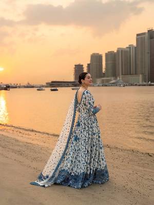 ethereal blue and white floral print gown 4