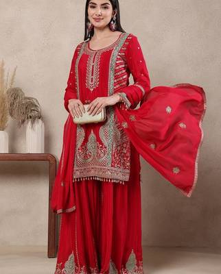 red embroidered suit  3